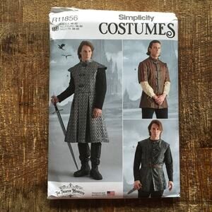 Simplicity Sewing Pattern R11858 Mens Jacket Coat Vest GOT Costume 46-52 UNCUT